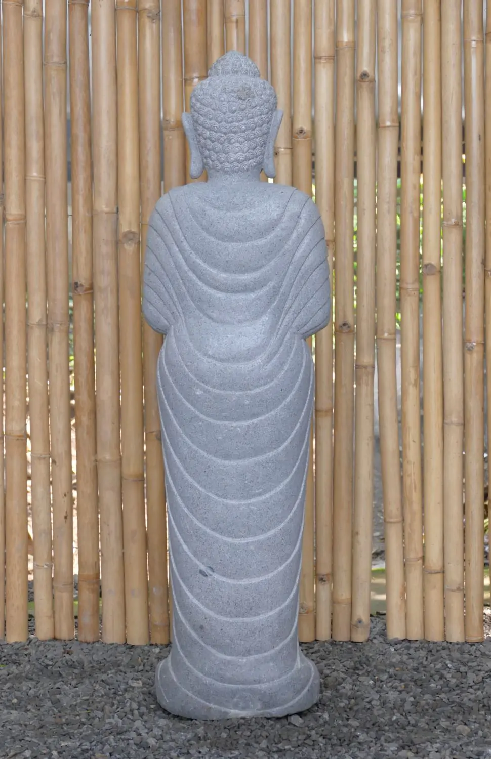  Product image 4 of the product “Standing Buddha made of Riverstone, position Namaskara , H. 118cm. ”